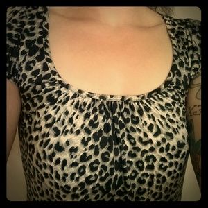 Black white leopard print cutout mini dress